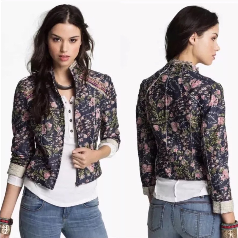 Free People Meadow floral quilted jacket medium